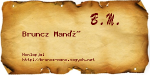 Bruncz Manó névjegykártya